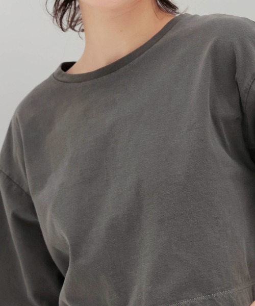 DRESSLAVE(ドレスレイブ)の「pigmaent over dyed midriff Tshirt(ピグメントオーバーダイミドリフ丈Tシャツ)(Tシャツ/カットソー・レディース・チャコールグレー・38)」の5枚目の写真