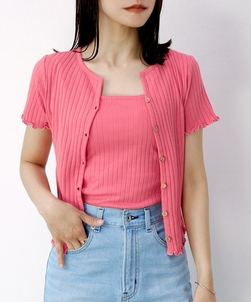 CLOTHY(クロシィ)の「【コンパクトなショート丈☆】2WAYTシャツカーデ(Tシャツ/カットソー・レディース・モカ/イエロー/ピンク/ブラック/サックスブルー・MEDIUM/LARGE)」の5枚目の写真