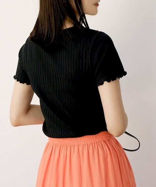 CLOTHY(クロシィ)の「【コンパクトなショート丈☆】2WAYTシャツカーデ(Tシャツ/カットソー・レディース・モカ/イエロー/ピンク/ブラック/サックスブルー・MEDIUM/LARGE)」の8枚目の写真