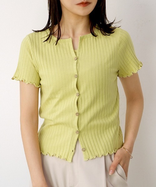 CLOTHY(クロシィ)の「【コンパクトなショート丈☆】2WAYTシャツカーデ(Tシャツ/カットソー・レディース・モカ/イエロー/ピンク/ブラック/サックスブルー・MEDIUM/LARGE)」の11枚目の写真