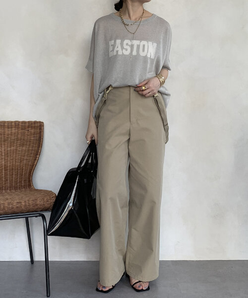 美品　ドゥドゥ　前後2wayシアーインターシャツ　ロゴニット セール】前後2WAYシアーインターシャEASTONロゴニット（ニット