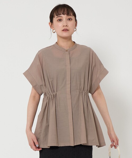 green label relaxing（グリーンレーベルリラクシング）の「ウエストギャザー ハオリ シャツ（シャツ/ブラウス・レディース・コバルトブルー/モカ/ブラック/ホワイト・FREE）」の3枚目の写真