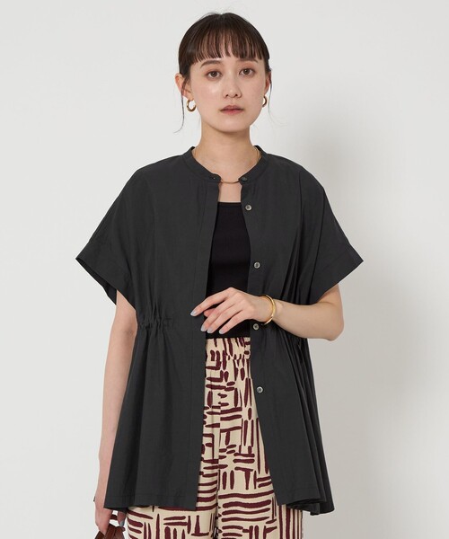 green label relaxing（グリーンレーベルリラクシング）の「ウエストギャザー ハオリ シャツ（シャツ/ブラウス・レディース・コバルトブルー/モカ/ブラック/ホワイト・FREE）」の11枚目の写真