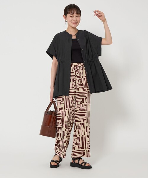 今期　ウエストギャザーハオリシャツ　グリーンレーベル セール】ウエストギャザー ハオリ シャツ（シャツ/ブラウス