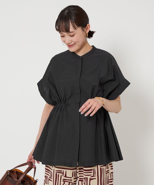 今期　ウエストギャザーハオリシャツ　グリーンレーベル セール】ウエストギャザー ハオリ シャツ（シャツ/ブラウス