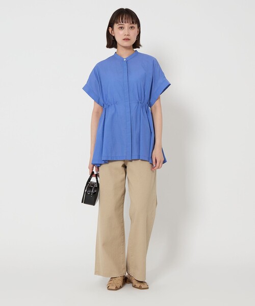 green label relaxing（グリーンレーベルリラクシング）の「ウエストギャザー ハオリ シャツ（シャツ/ブラウス・レディース・コバルトブルー/モカ/ブラック/ホワイト・FREE）」の16枚目の写真