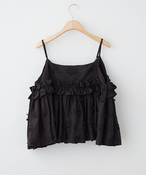 SALE クリンクル ブラウス crinkle 3D EMBROIDERY DOT LONG