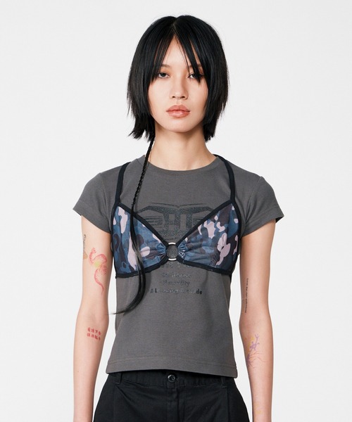 BEEDEN(ビーデン)の「BLOCKING CAMO MESH 2P TOPS(Tシャツ/カットソー・レディース・レッド/ブラック・FREE)」の4枚目の写真