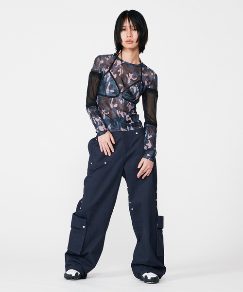 BEEDEN(ビーデン)の「BLOCKING CAMO MESH 2P TOPS(Tシャツ/カットソー・レディース・レッド/ブラック・FREE)」の12枚目の写真