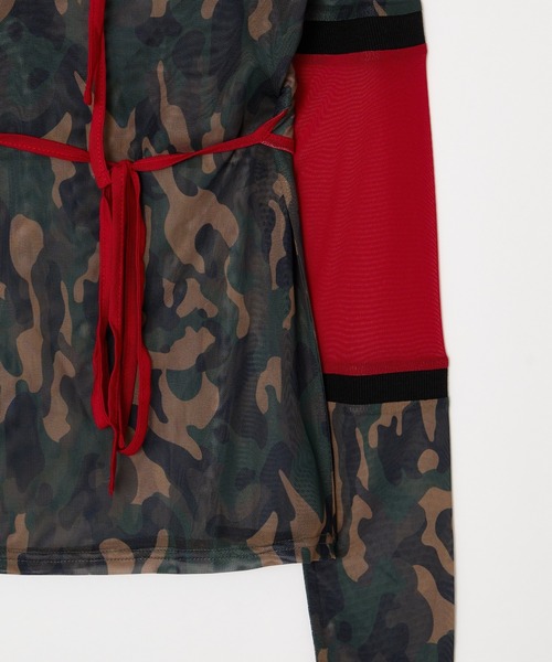 BEEDEN(ビーデン)の「BLOCKING CAMO MESH 2P TOPS(Tシャツ/カットソー・レディース・レッド/ブラック・FREE)」の17枚目の写真