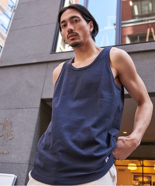 JEMORGAN(ジェーイーモーガン)の「『JEMORGAN LONG JOHNS/ジェーイーモーガンロングジョーンズ』T/Cカノコタンクトップ【+】(タンクトップ・メンズ・ベージュ/カーキ/ブラック/ネイビー/ホワイト・XL/L/M)」の5枚目の写真