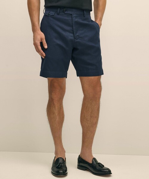 BROOKS BROTHERS(ブルックスブラザーズ)の「リネン/コットン プレーンフロント 9inショーツ(その他パンツ・メンズ・ベージュ/インディゴブルー・34inch/30inch/38inch/36inch/32inch)」の2枚目の写真