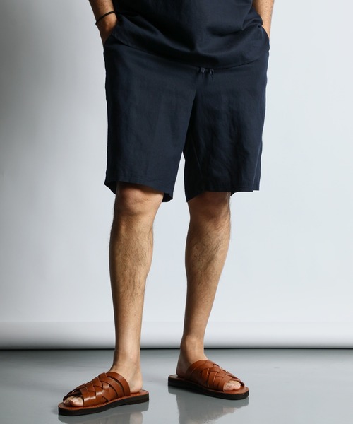 セール】LINEN BLEND SETUP SHORTS：綿麻素材 セットアップ