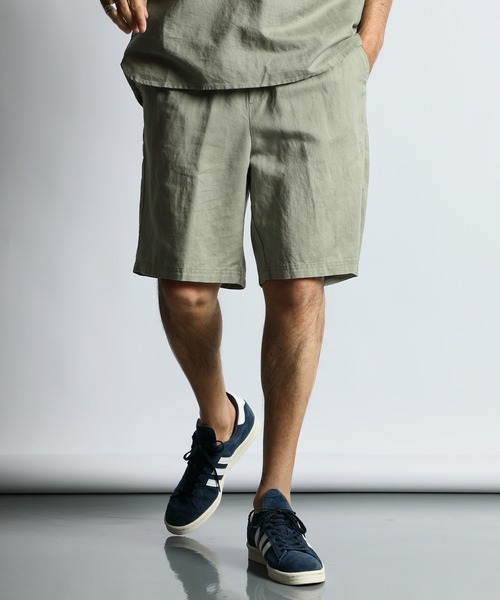 The DUFFER of ST.GEORGE(ザダファーオブセントジョージ)の「LINEN BLEND SETUP SHORTS:綿麻素材 セットアップ ショートパンツ(その他パンツ・メンズ・ネイビー/オリーブ・LARGE/MEDIUM/X-LARGE)」の3枚目の写真