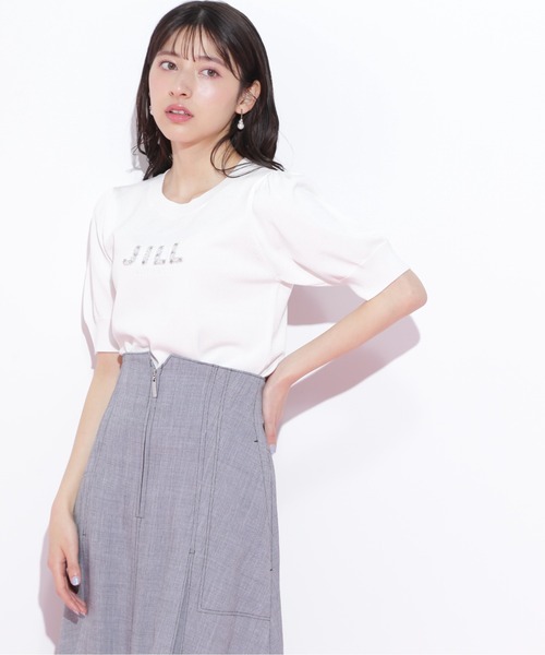JILL by JILL STUART(ジルバイジルスチュアート)の「パールミニロゴパフスリーブニットトップス(ニット/セーター・レディース・ラベンダー/ブラック/ホワイト/イエロー・FREE)」の15枚目の写真
