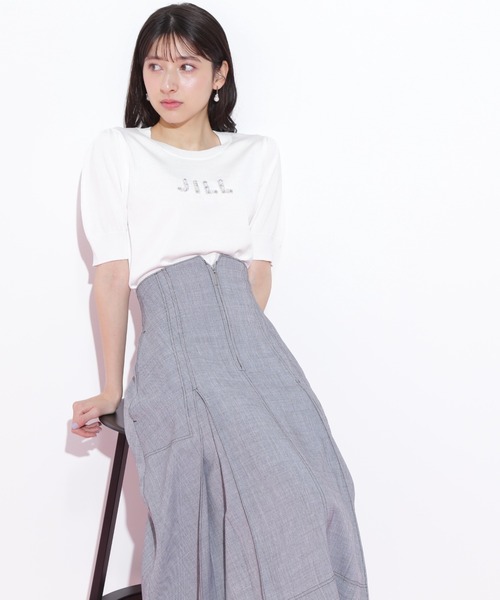 JILL by JILL STUART(ジルバイジルスチュアート)の「パールミニロゴパフスリーブニットトップス(ニット/セーター・レディース・ラベンダー/ブラック/ホワイト/イエロー・FREE)」の14枚目の写真