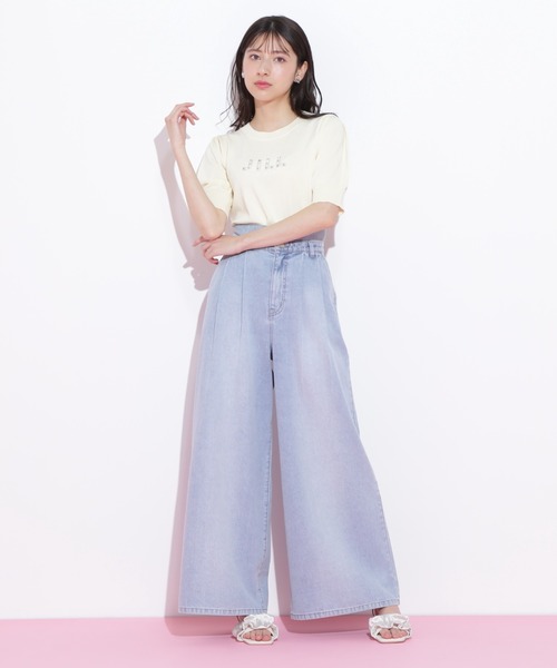 JILL by JILL STUART(ジルバイジルスチュアート)の「パールミニロゴパフスリーブニットトップス(ニット/セーター・レディース・ラベンダー/ブラック/ホワイト/イエロー・FREE)」の20枚目の写真