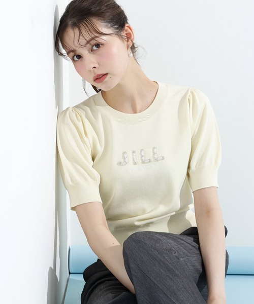 パールミニロゴパフスリーブニットトップス JILL by JILL STUART｜パールミニロゴパフスリーブニット