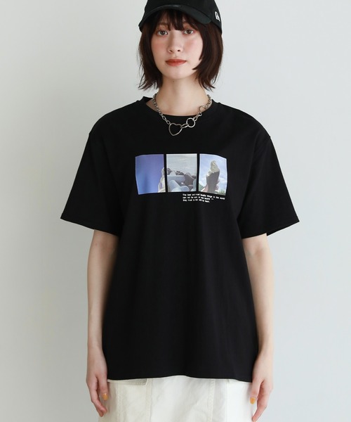 shetila(シェティラ)の「Ice cream photoプリント コットン100%Tシャツ(Tシャツ/カットソー・レディース・ブラック/オフホワイト・F)」の22枚目の写真