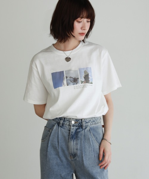 shetila(シェティラ)の「Ice cream photoプリント コットン100%Tシャツ(Tシャツ/カットソー・レディース・ブラック/オフホワイト・F)」の9枚目の写真