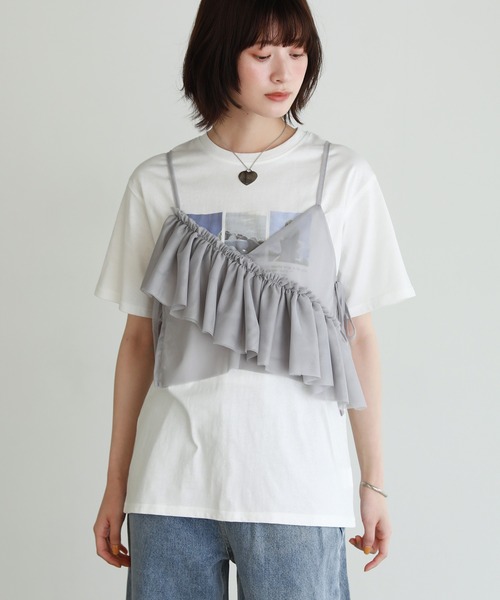 shetila(シェティラ)の「Ice cream photoプリント コットン100%Tシャツ(Tシャツ/カットソー・レディース・ブラック/オフホワイト・F)」の6枚目の写真
