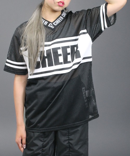 CHEER(チアー)の「スポーツメッシュセンターラインBIGTEE(Tシャツ/カットソー・レディース・ホワイト/ブラック/グリーン・S/M)」の4枚目の写真