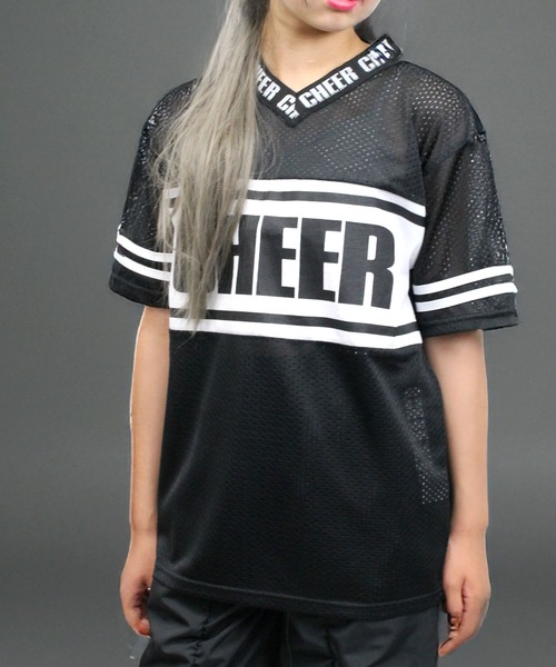CHEER(チアー)の「スポーツメッシュセンターラインBIGTEE(Tシャツ/カットソー・レディース・ホワイト/ブラック/グリーン・S/M)」の5枚目の写真