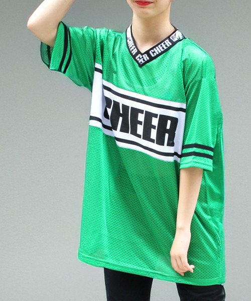 CHEER(チアー)の「スポーツメッシュセンターラインBIGTEE(Tシャツ/カットソー・レディース・ホワイト/ブラック/グリーン・S/M)」の13枚目の写真