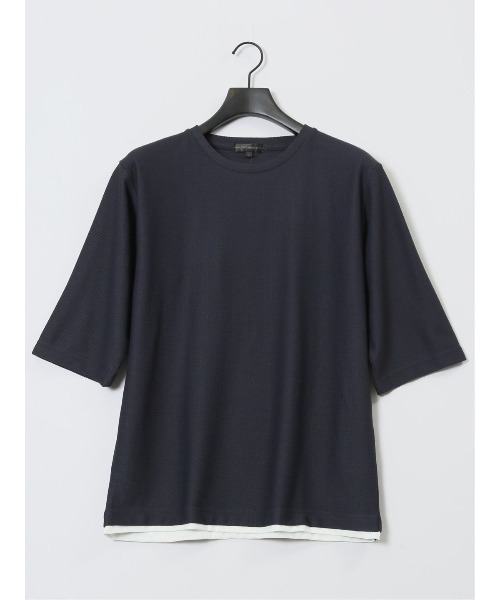 m.f.editorial（エムエフエディトリアル）の「【ウォッシャブル】ノータベネ/NOTABENE ワッフル クルーネック半袖Tシャツ（Tシャツ/カットソー・メンズ・ブルー/ライトグレー/グレー系その他2・X-LARGE/MEDIUM/LARGE）」の5枚目の写真