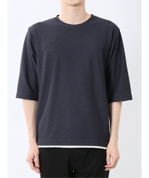 m.f.editorial（エムエフエディトリアル）の「【ウォッシャブル】ノータベネ/NOTABENE ワッフル クルーネック半袖Tシャツ（Tシャツ/カットソー・メンズ・ブルー/ライトグレー/グレー系その他2・X-LARGE/MEDIUM/LARGE）」の8枚目の写真