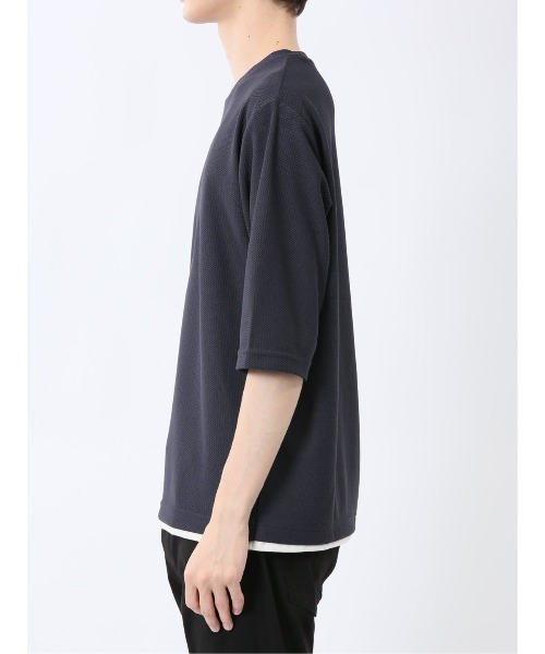 m.f.editorial（エムエフエディトリアル）の「【ウォッシャブル】ノータベネ/NOTABENE ワッフル クルーネック半袖Tシャツ（Tシャツ/カットソー・メンズ・ブルー/ライトグレー/グレー系その他2・X-LARGE/MEDIUM/LARGE）」の9枚目の写真