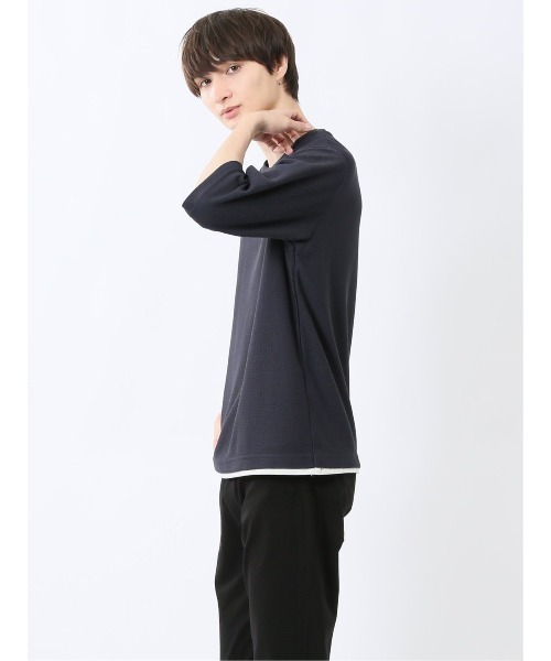 m.f.editorial（エムエフエディトリアル）の「【ウォッシャブル】ノータベネ/NOTABENE ワッフル クルーネック半袖Tシャツ（Tシャツ/カットソー・メンズ・ブルー/ライトグレー/グレー系その他2・X-LARGE/MEDIUM/LARGE）」の13枚目の写真