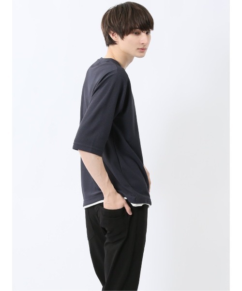 m.f.editorial（エムエフエディトリアル）の「【ウォッシャブル】ノータベネ/NOTABENE ワッフル クルーネック半袖Tシャツ（Tシャツ/カットソー・メンズ・ブルー/ライトグレー/グレー系その他2・X-LARGE/MEDIUM/LARGE）」の15枚目の写真