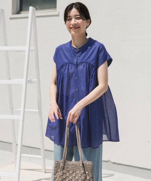 アーバンリサーチドアーズ ボイルギャザーフレンチブラウス 黒 URBAN RESEARCH DOORS｜『UR TECH』ボイルギャザーフレンチ