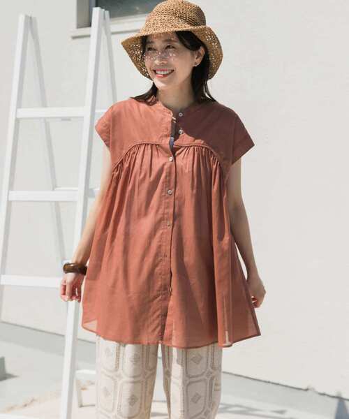 URBAN RESEARCH DOORS（アーバンリサーチドアーズ）の「『UR TECH』ボイルギャザーフレンチブラウス（シャツ/ブラウス・レディース・ロイヤルブルー/オレンジ系その他/ブラック・MEDIUM）」の6枚目の写真