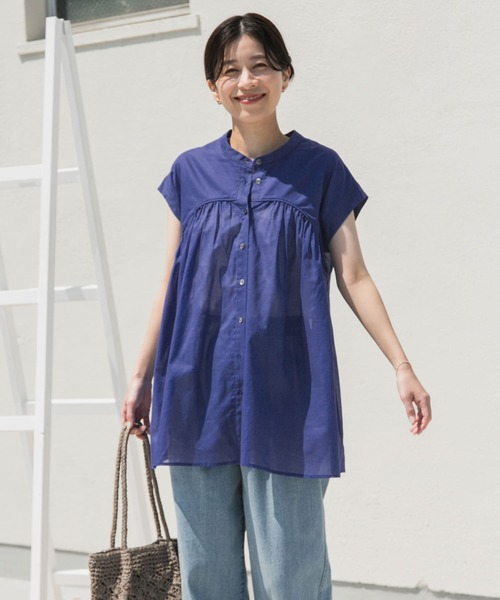 URBAN RESEARCH DOORS（アーバンリサーチドアーズ）の「『UR TECH』ボイルギャザーフレンチブラウス（シャツ/ブラウス・レディース・ロイヤルブルー/オレンジ系その他/ブラック・MEDIUM）」の21枚目の写真