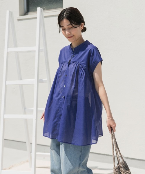 URBAN RESEARCH DOORS（アーバンリサーチドアーズ）の「『UR TECH』ボイルギャザーフレンチブラウス（シャツ/ブラウス・レディース・ロイヤルブルー/オレンジ系その他/ブラック・MEDIUM）」の22枚目の写真