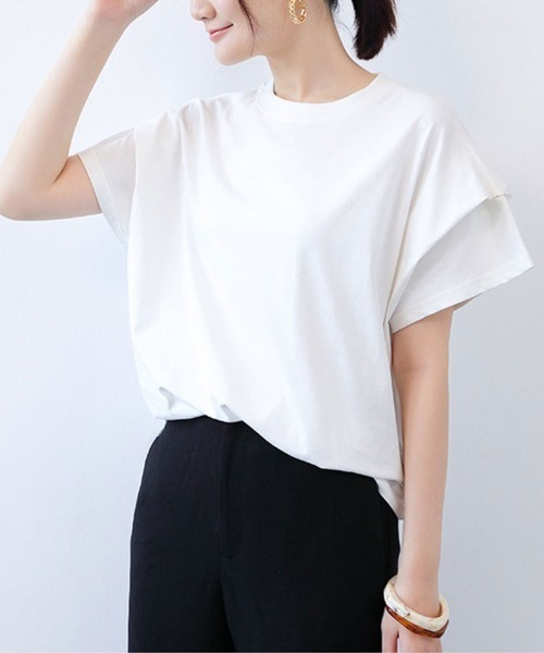 SallyLunn(サリーラン)の「UVカット半袖トップス(Tシャツ/カットソー・レディース・ブラック/ホワイト/ブラック×ホワイト/ネイビー×ホワイト・FREE)」の2枚目の写真