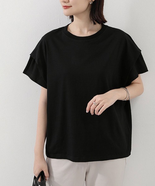 SallyLunn(サリーラン)の「UVカット半袖トップス(Tシャツ/カットソー・レディース・ブラック/ホワイト/ブラック×ホワイト/ネイビー×ホワイト・FREE)」の1枚目の写真