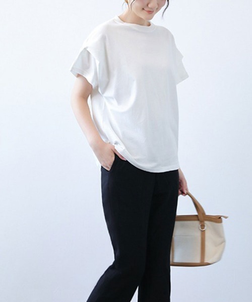 SallyLunn(サリーラン)の「UVカット半袖トップス(Tシャツ/カットソー・レディース・ブラック/ホワイト/ブラック×ホワイト/ネイビー×ホワイト・FREE)」の13枚目の写真
