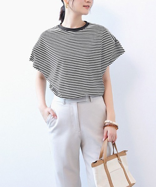 SallyLunn(サリーラン)の「UVカット半袖トップス(Tシャツ/カットソー・レディース・ブラック/ホワイト/ブラック×ホワイト/ネイビー×ホワイト・FREE)」の8枚目の写真