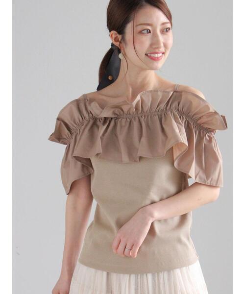 Te chichi（テチチ）の「オフショルドッキングトップス（Tシャツ/カットソー・レディース・ホワイト/モカ/ブラック・F）」の3枚目の写真