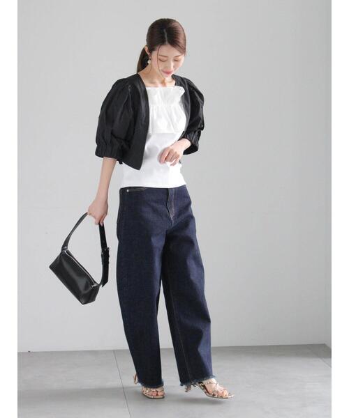 Te chichi（テチチ）の「オフショルドッキングトップス（Tシャツ/カットソー・レディース・ホワイト/モカ/ブラック・F）」の4枚目の写真