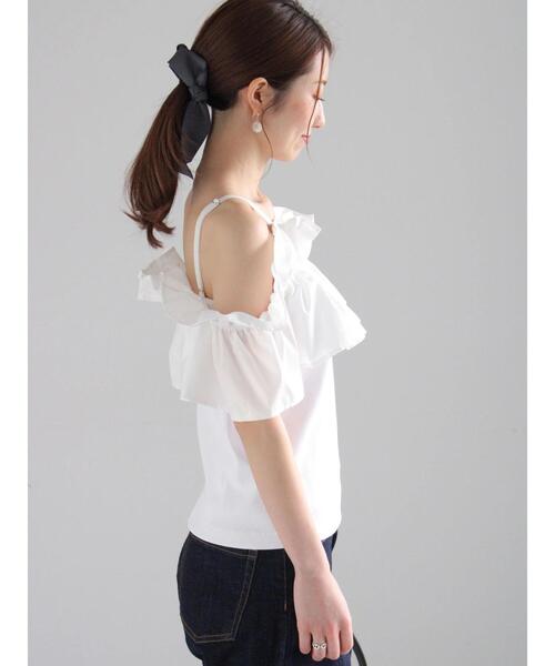 Te chichi（テチチ）の「オフショルドッキングトップス（Tシャツ/カットソー・レディース・ホワイト/モカ/ブラック・F）」の8枚目の写真