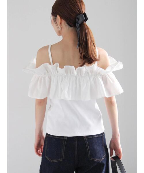 Te chichi（テチチ）の「オフショルドッキングトップス（Tシャツ/カットソー・レディース・ホワイト/モカ/ブラック・F）」の9枚目の写真