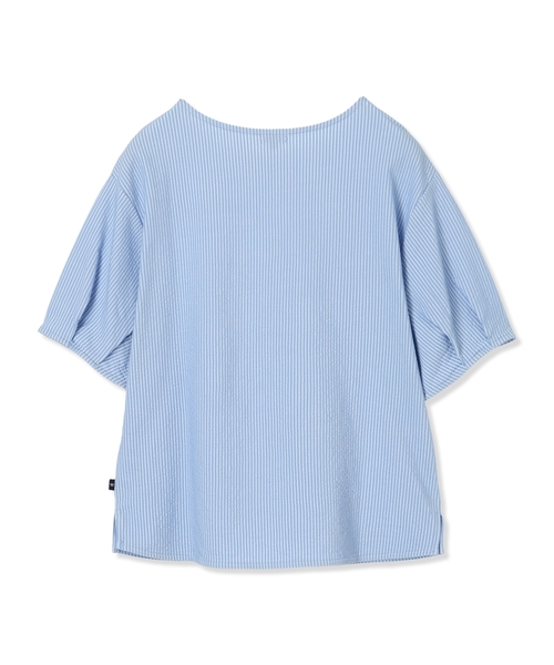 Petit Honfleur（プチオンフルール）の「【接触冷感】サッカーストライププルオーバー（Tシャツ/カットソー・レディース・ブルー/グレー/ベージュ・M/L）」の5枚目の写真