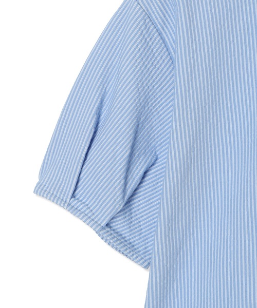 Petit Honfleur（プチオンフルール）の「【接触冷感】サッカーストライププルオーバー（Tシャツ/カットソー・レディース・ブルー/グレー/ベージュ・M/L）」の7枚目の写真