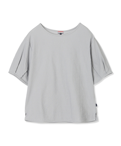 Petit Honfleur（プチオンフルール）の「【接触冷感】サッカーストライププルオーバー（Tシャツ/カットソー・レディース・ブルー/グレー/ベージュ・M/L）」の15枚目の写真