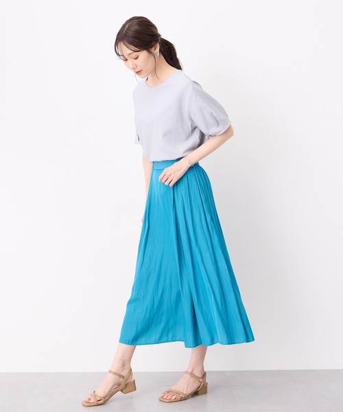 Petit Honfleur（プチオンフルール）の「【接触冷感】サッカーストライププルオーバー（Tシャツ/カットソー・レディース・ブルー/グレー/ベージュ・M/L）」の17枚目の写真