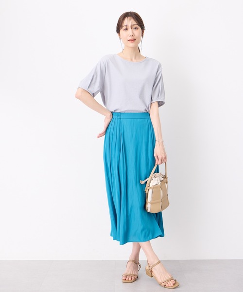 Petit Honfleur（プチオンフルール）の「【接触冷感】サッカーストライププルオーバー（Tシャツ/カットソー・レディース・ブルー/グレー/ベージュ・M/L）」の18枚目の写真